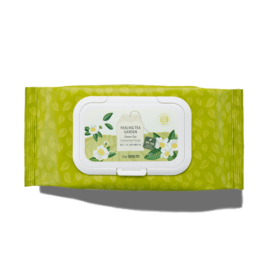 THE SAEM Healing Tea Garden Green Tea Cleansing Tissue x60 disponible sur Ma petite Coree, ton Eshop 100% K-beauty en direct de Seoul