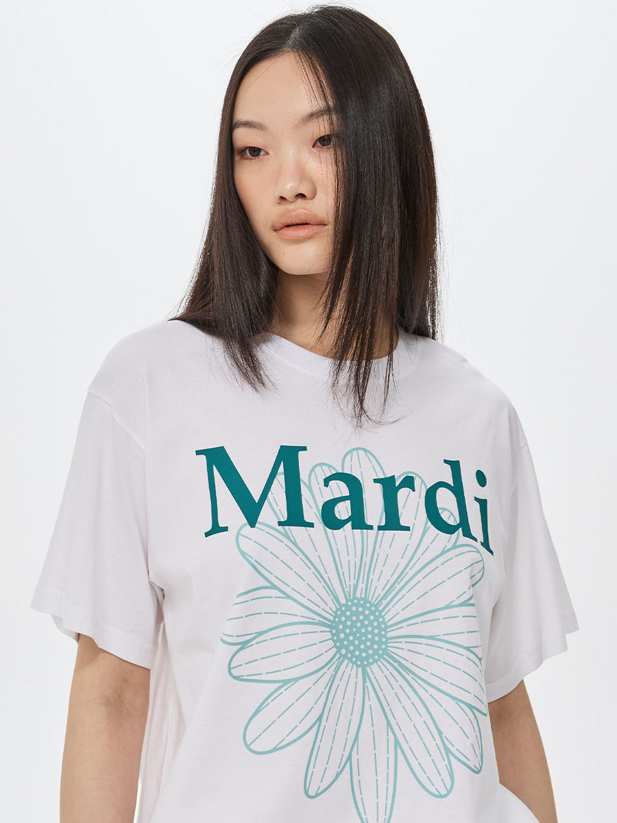 TSHIRT FLOWERMARDI DUO_WHITE SAGEGREEN