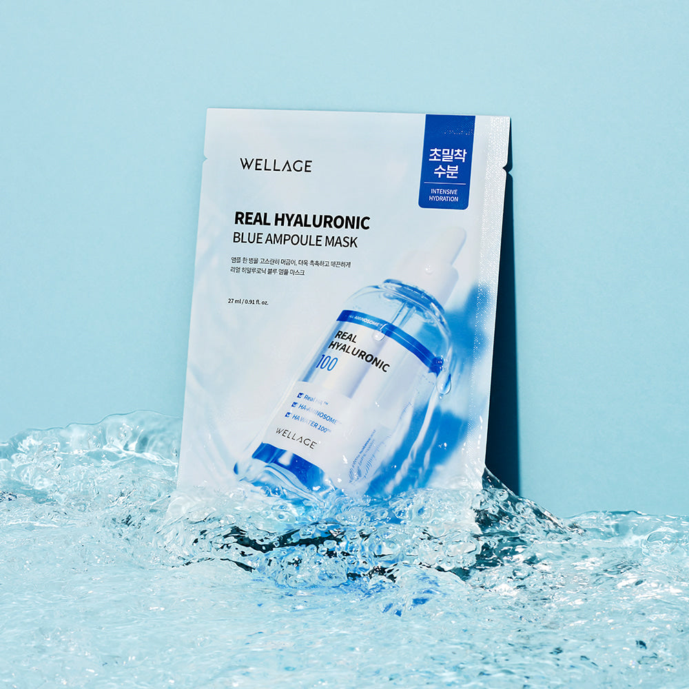 WELLAGE Real Hyaluronic Blue Ampoule Mask 5 Sheets
