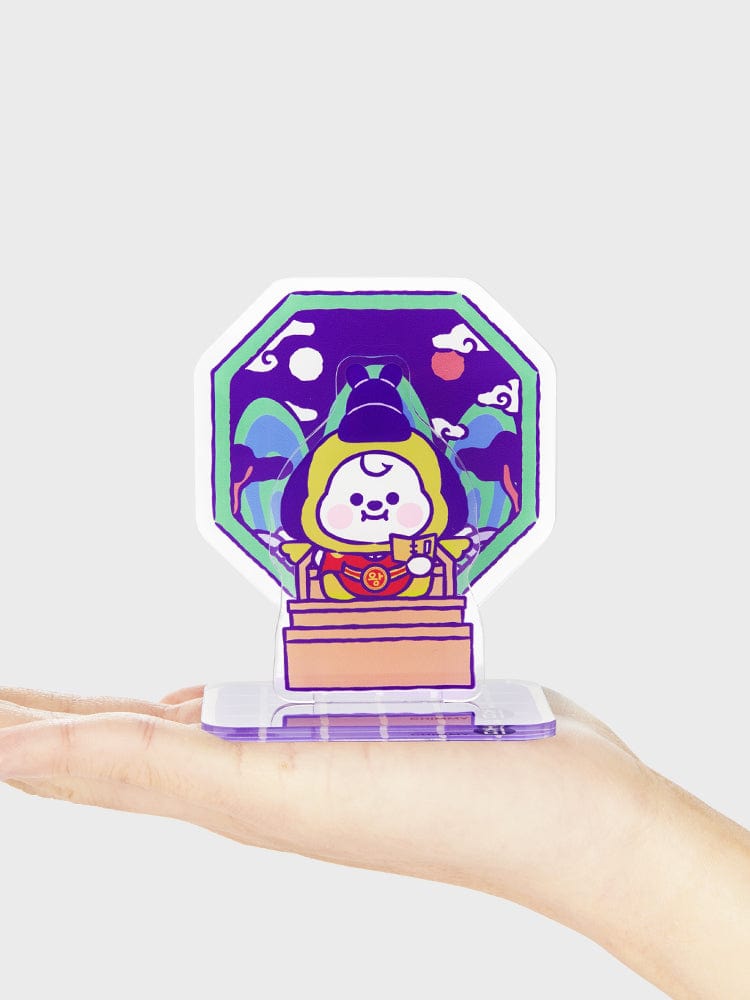 BT21 CHIMMY BABY ACRYLIC STAND K-EDITION ver.2 : support acrylique CHIMMY dans la main, style papeterie officielle LINE FRIENDS
