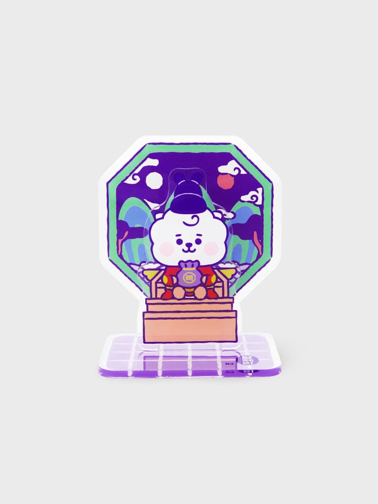 BT21 RJ BABY ACRYLIC STAND K-EDITION ver.2 : support acrylique officiel LINE FRIENDS, RJ en bouteille, bureau/école.