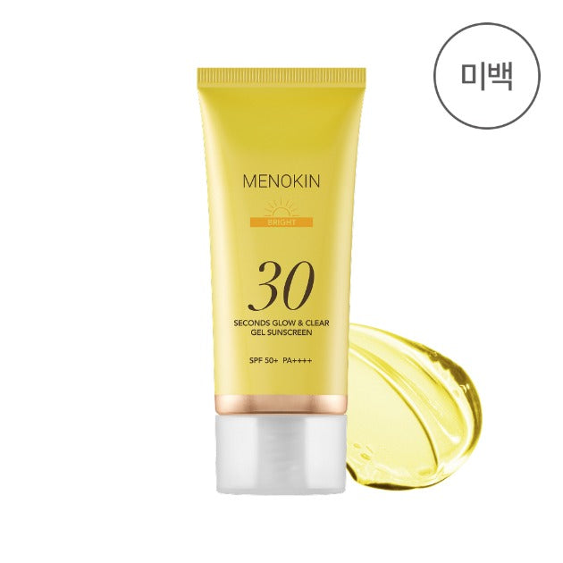 MENOKIN 30 Secondes Gel Crème Solaire Glow & Clear Bright SPF50+ 50 ml