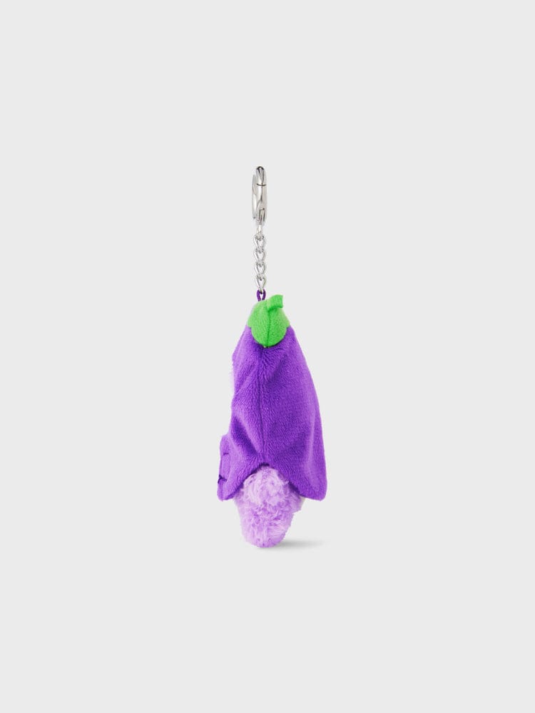BT21 MANG mini minini VEGGIE DOLL KEYRING, porte-clés violet et vert sur fond clair, figurine K-pop BT21