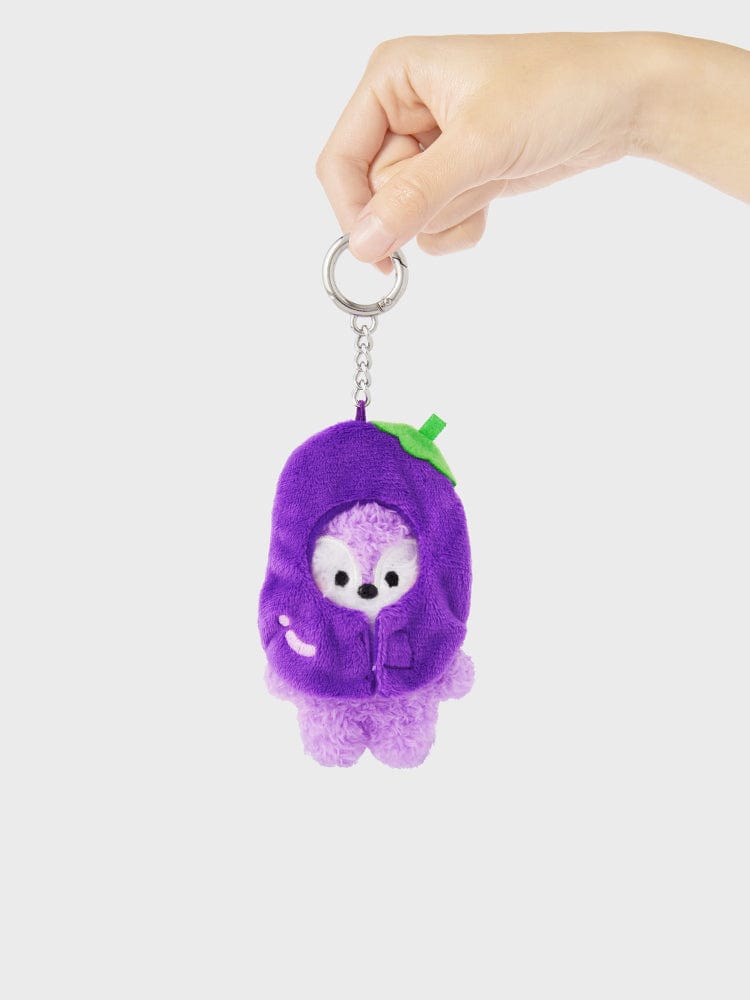 BT21 MANG mini minini VEGGIE DOLL KEYRING officiel : porte-clés en main, figurine poney masqué violet et vert