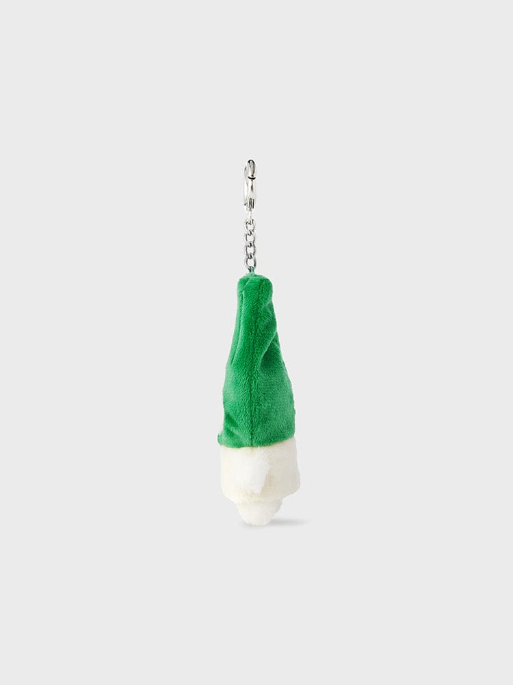 BT21 RJ mini minini VEGGIE DOLL KEYRING, porte-clés alpaga RJ en forme de légume vert, fond clair, officiel LINE