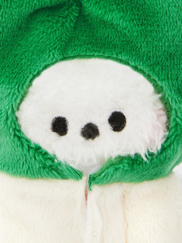 BT21 RJ mini minini VEGGIE DOLL KEYRING : porte-clés officiel LINE, alpaga RJ en peluche verte sur fond clair