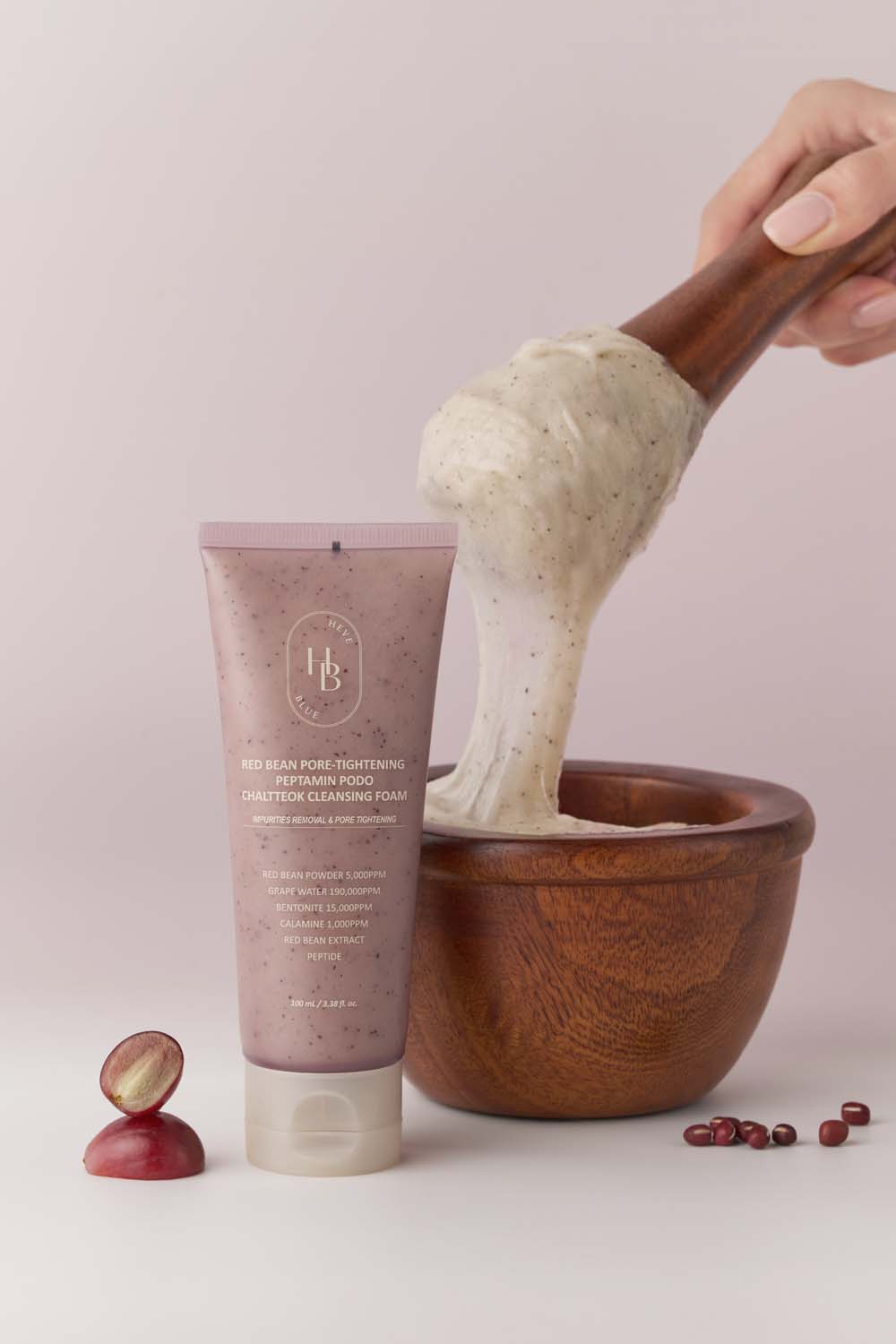 HEVEBLUE Mousse Nettoyante Peel-Clay Red Bean Peptamine Raisin