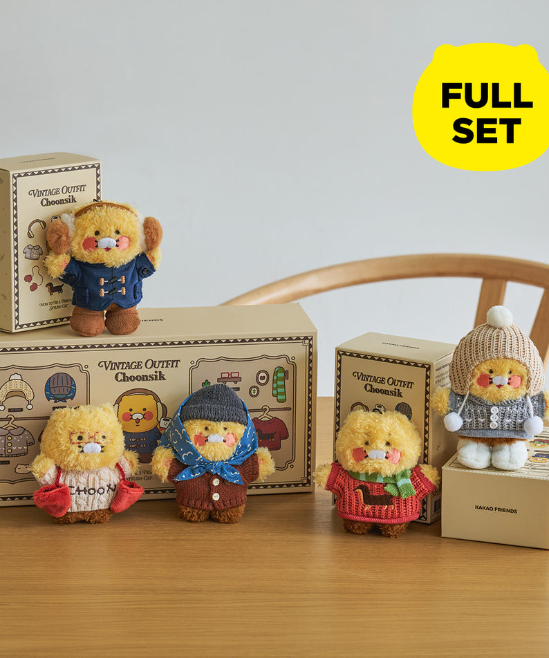 KAKAO FRIENDS - [Set Complet] Porte-cles Peluche 5 Chunsik