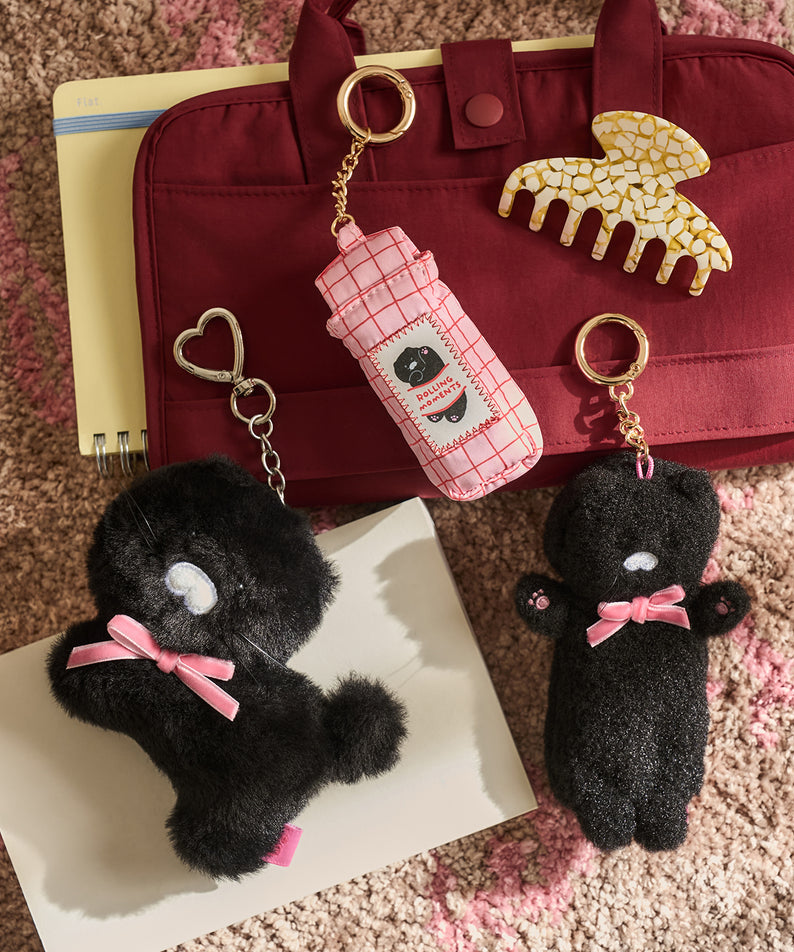 KAKAO FRIENDS - Noir Peluche Baume Levres Porte-cles Chunsik - Detail 6