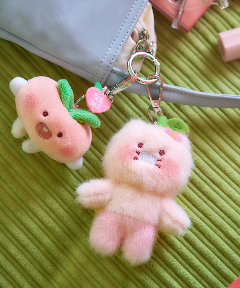 KAKAO FRIENDS - Peach Peach Porte-cles Peluche Plat Little Apeach