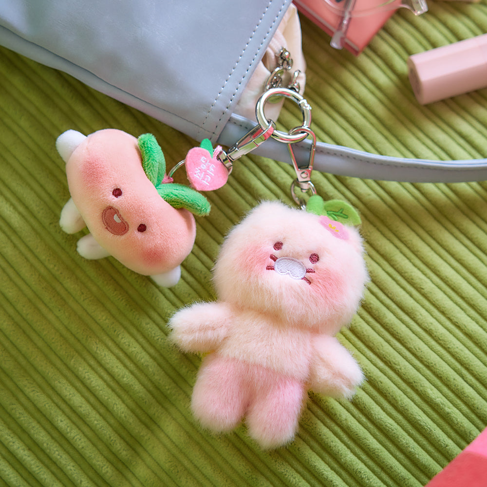 KAKAO FRIENDS - Peach Peach Porte-cles Peluche Plat Little Apeach