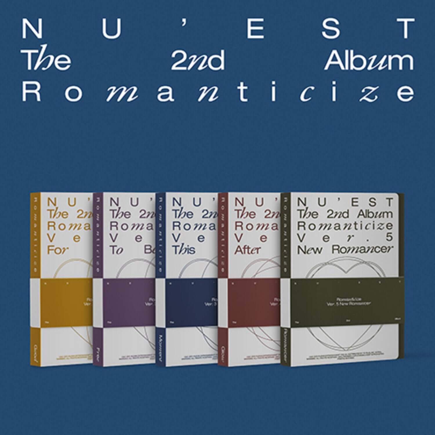 NU'EST - The 2nd Album [Romanticize] - Album Kpop : pochette bleue et cinq versions du disque, visuel NU'EST.