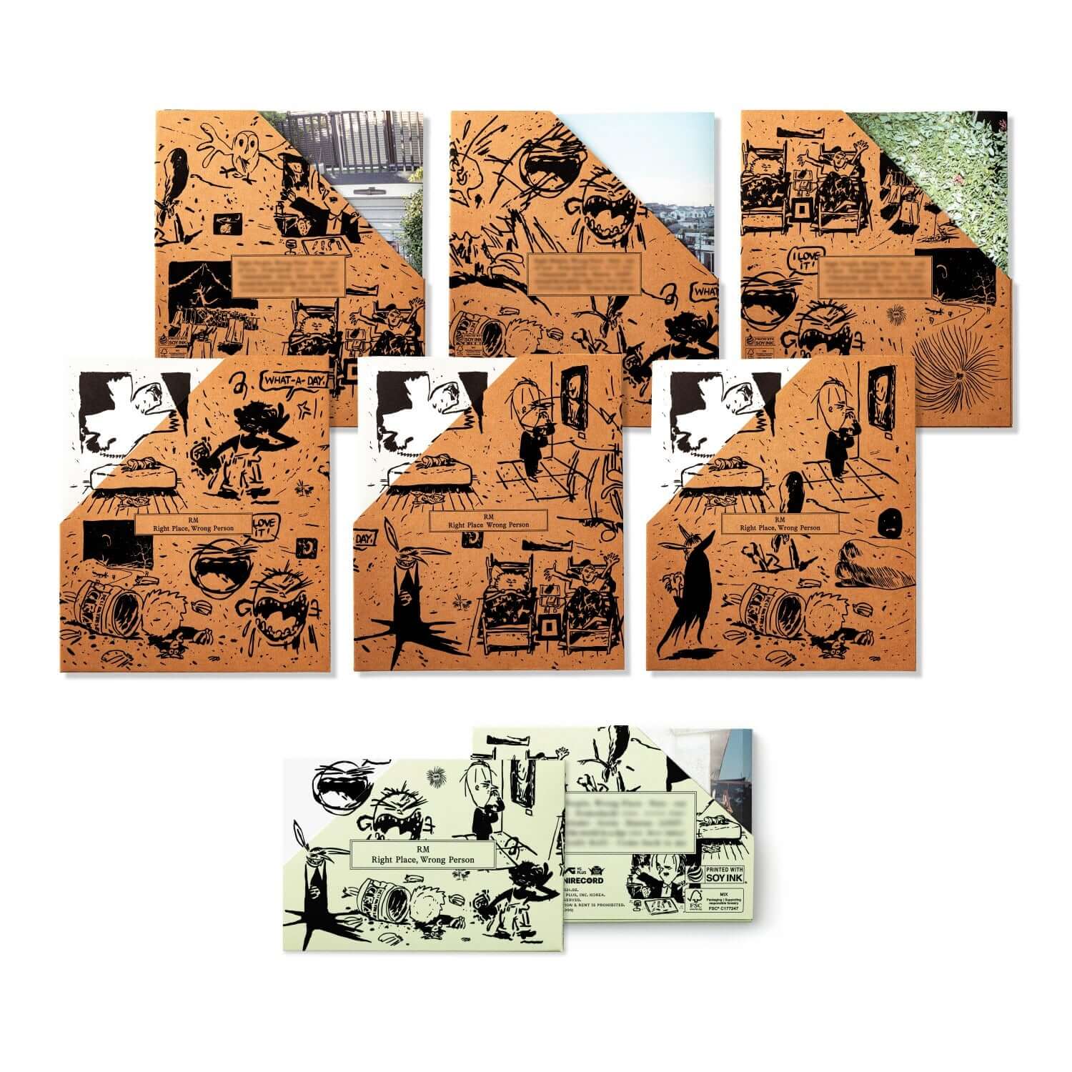 RM - 2nd Album [Right Place, Wrong Person] (Standard+)(Set) - coffret Kpop RM, visuels collage sur pochettes et inserts.