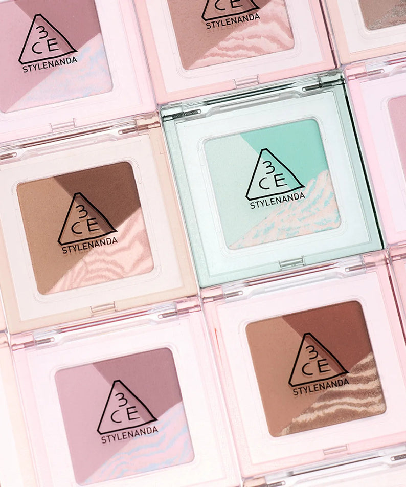 Palette d'ombres à paupières 3CE Color Grid Eyeshadow aux couleurs variées et modernes, idéale pour un maquillage quotidien ou festif.