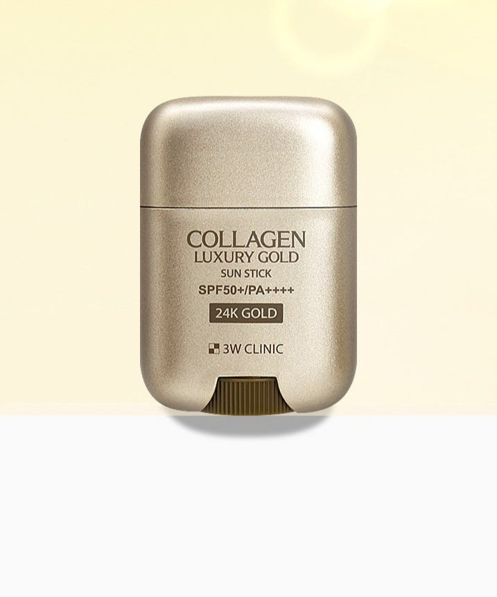 3W CLINIC Collagen & Luxury Gold Sun Stick 18g en or et collagène pour protection SPF50+