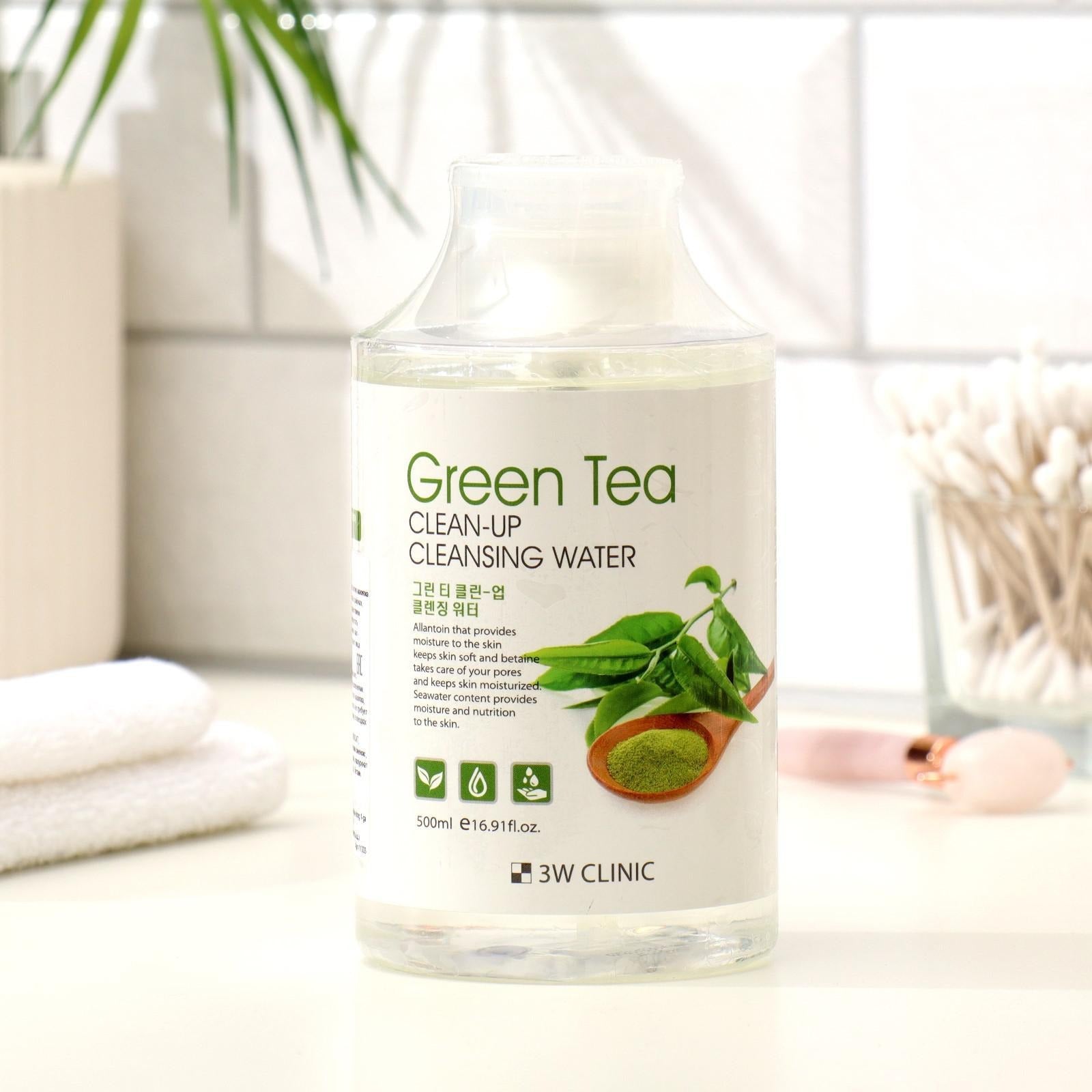 3W CLINIC Green Tea Clean Up Cleansing Water 500ml