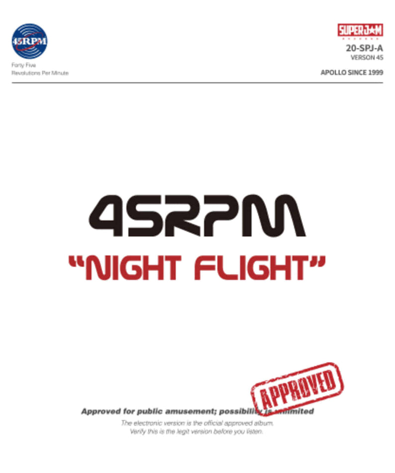 45RPM - [Night Flight] - Album Kpop 45RPM, pochette noire et bleue «Night Flight» pour musique K-pop nocturne