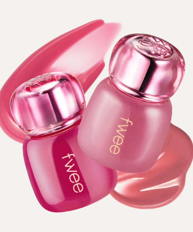 FWEE Pew 3D Volumizing Tint, double flacons roses, texture volumisante, maquillage vibrant, produit unique, rehausseur de volume