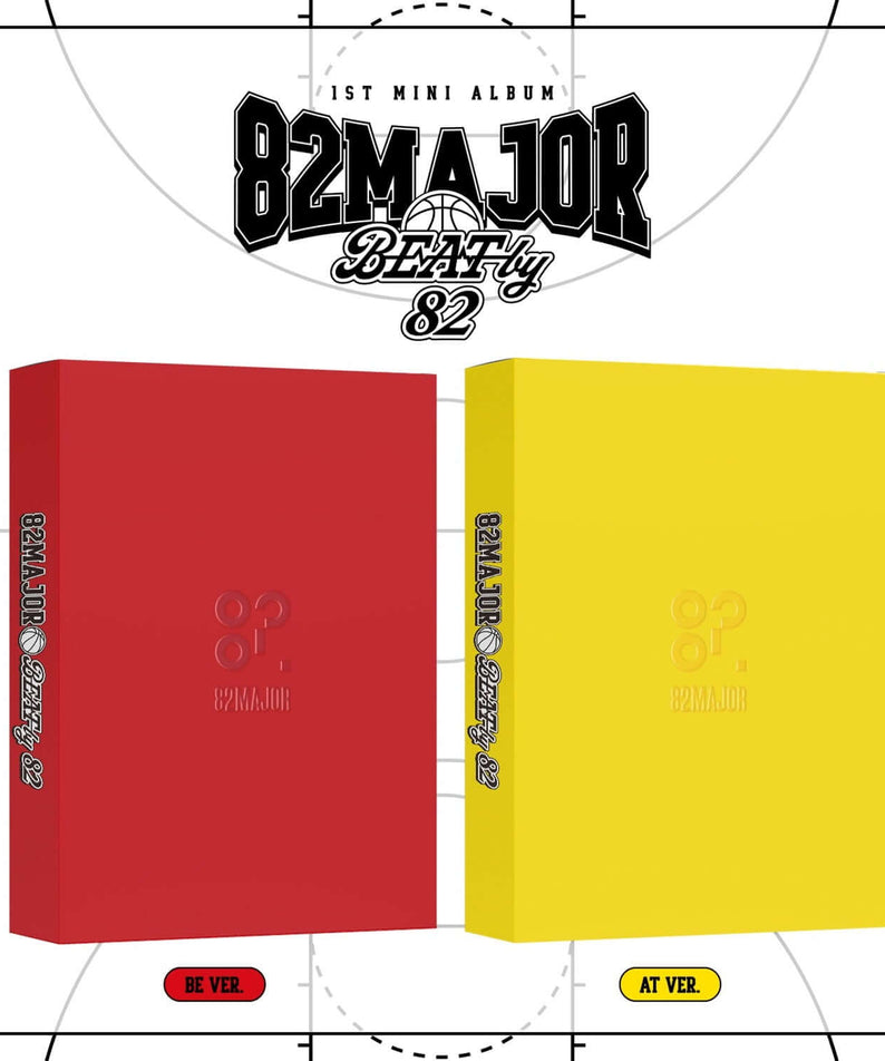 82MAJOR - [BEAT by 82] (BE ver. / AT ver.) (Random) - Album Kpop : coffrets rouge et jaune sur fond blanc