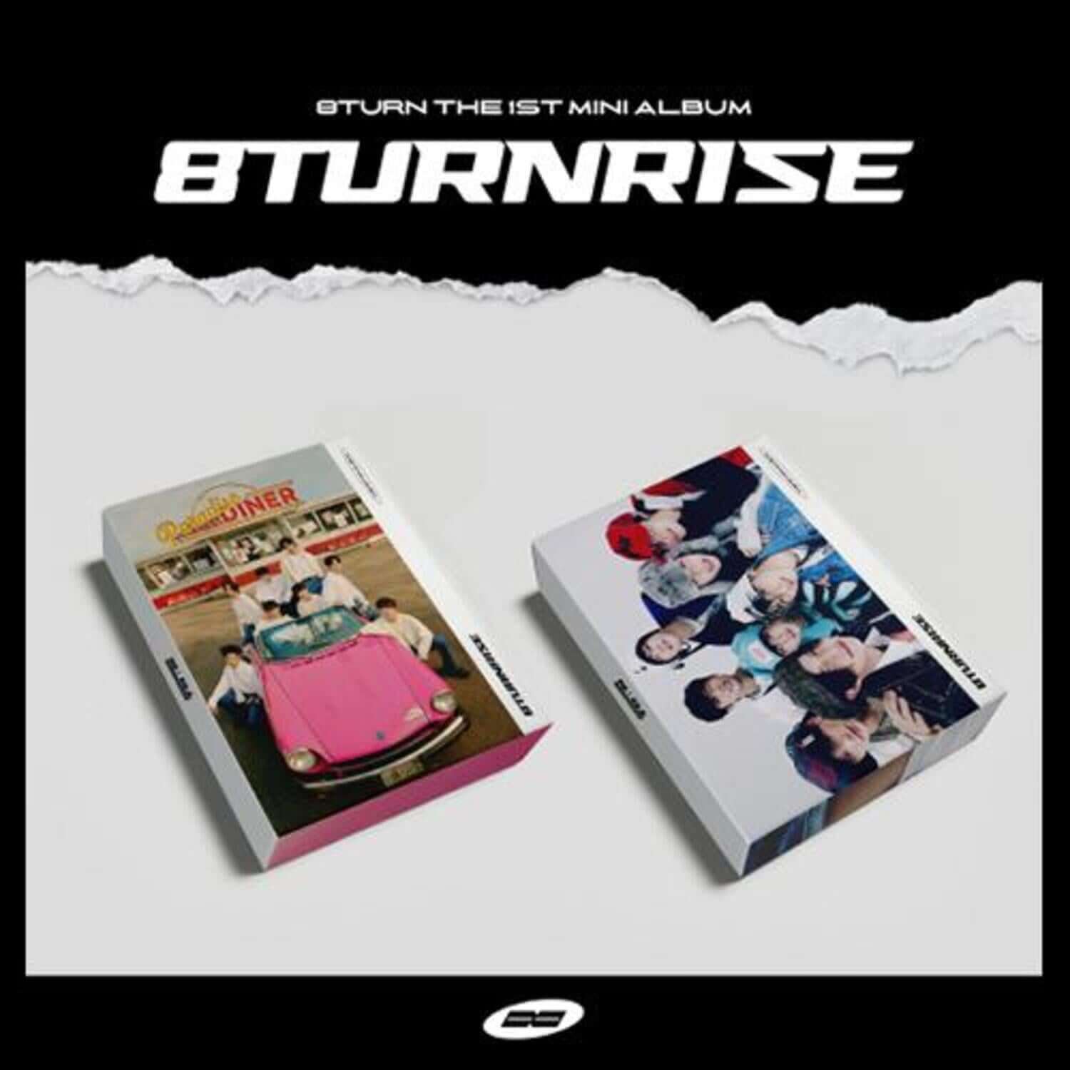 8TURN - The 1st Mini Album [8TURNRISE] (Set of 2) - Album Kpop par 8TURN, visuel avec 2 pochettes sur fond noir