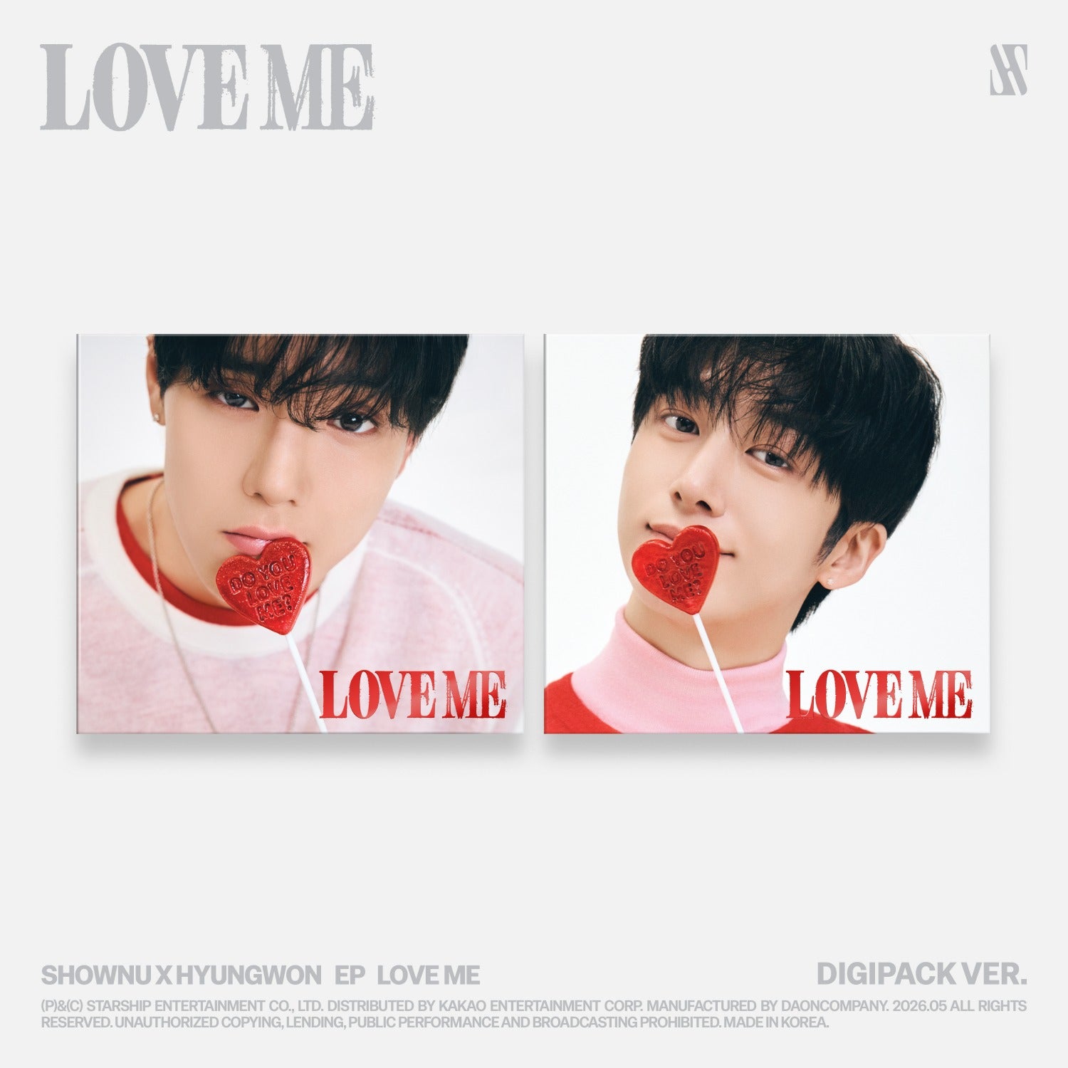 SHOWNU X HYUNGWON - EP [LOVE ME] (DIGIPACK VER.) (SHOWNU VER. / HYUNGWON VER.) (Limited) (Random 1 of 2) - Album Kpop Ma Petite Corée