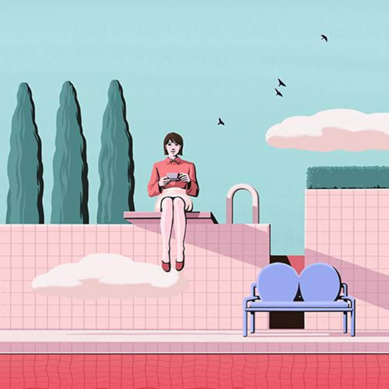 9001 (NINETY O ONE) - Album Kpop : couverture avec illustration rétro, scène urbaine pastel et personnages, ambiance dreamy.