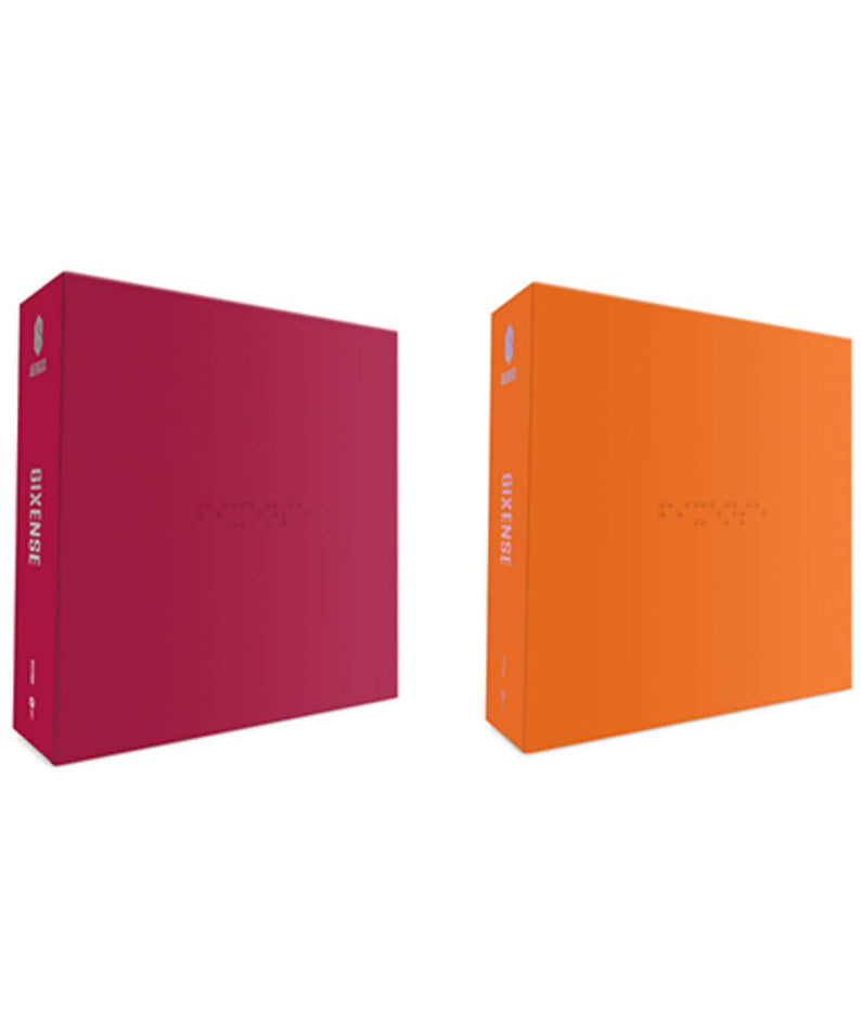 AB6IX - 1st Album [6IXENSE - 6IX VER. + SENSE VER.] - Album Kpop : boîtiers rouges et oranges sur fond blanc.