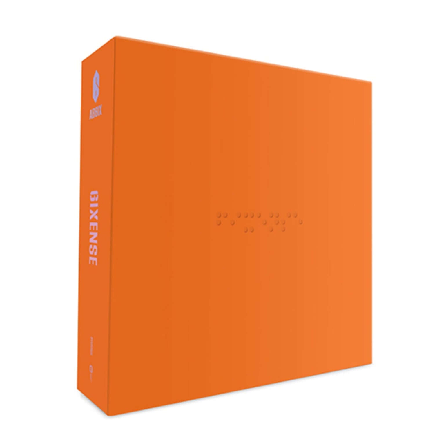 AB6IX - 1st Album [6IXENSE - SENSE VER.] - Album Kpop, jaquette orange, marque AB6IX, studio photo fond blanc.
