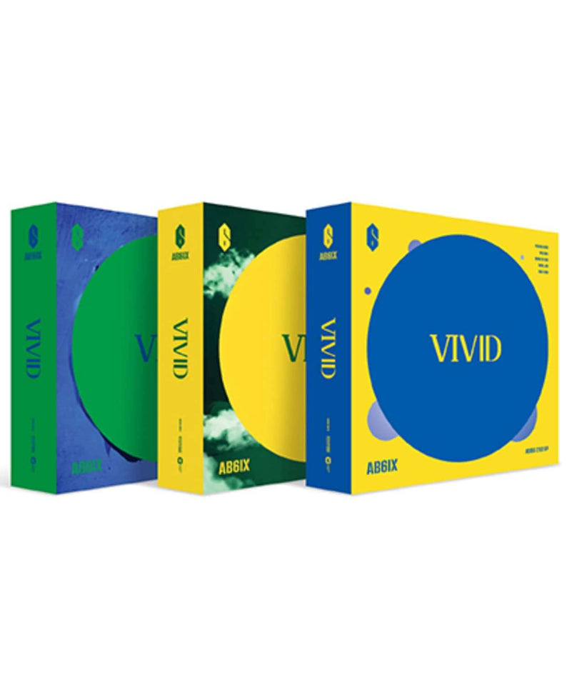 AB6IX - 2ND EP [VIVID] (Ver. 3 Random) - Album Kpop : coffrets VIVID colorés, boîtes de marque AB6IX sur fond blanc