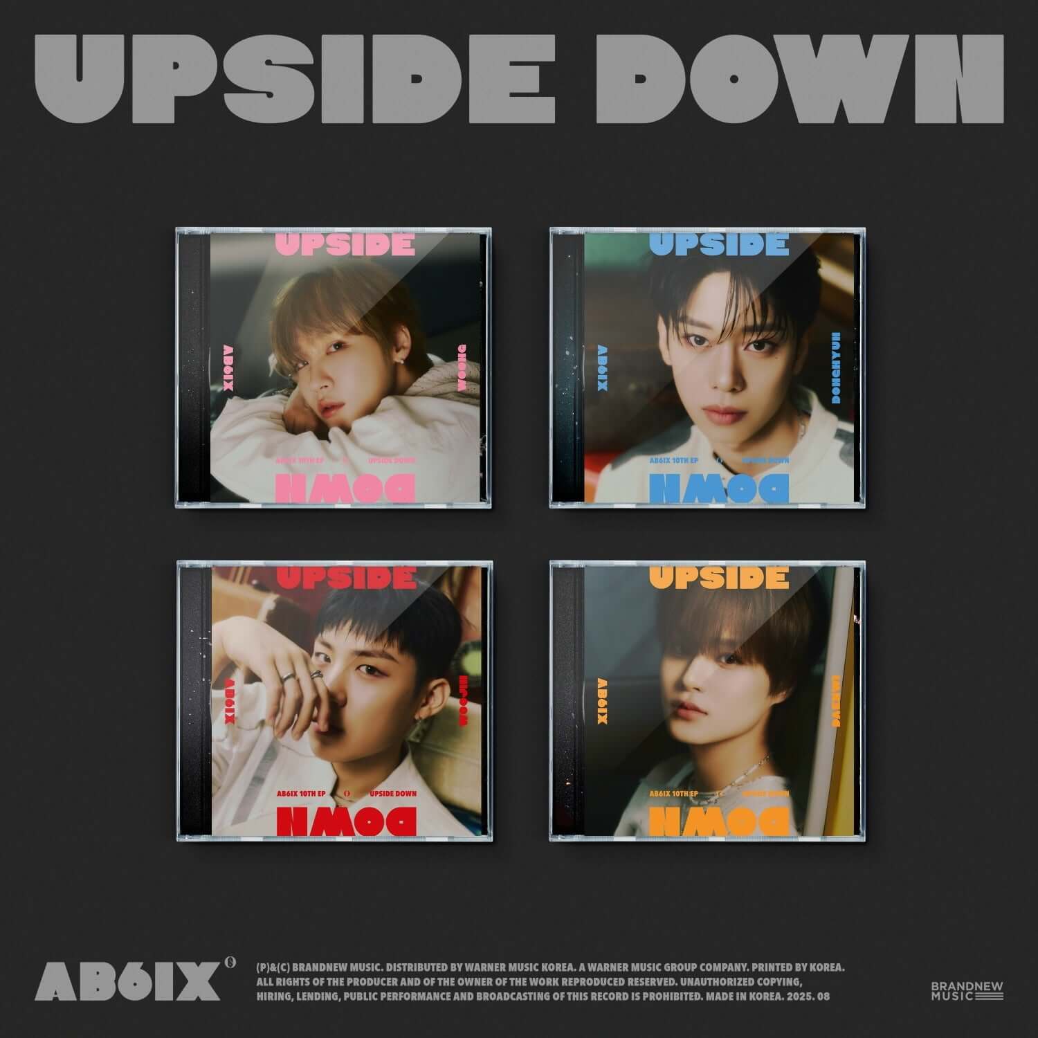 AB6IX - AB6IX 10TH EP [UPSIDE DOWN] (JEWEL VER.) (Set of 4) - Album Kpop, visuel coffrets photo AB6IX sur fond noir