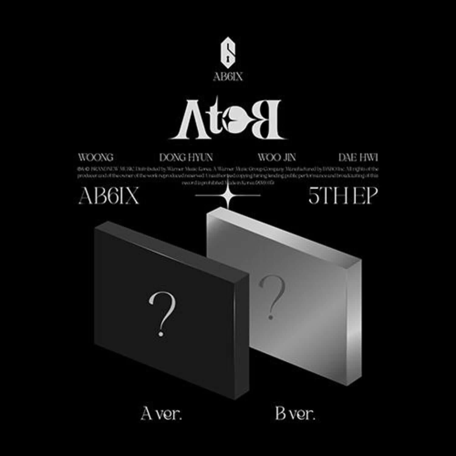 AB6IX - AB6IX 5TH EP [A to B] (SET ver.) - Album Kpop AB6IX, visuel des versions A et B, set cartes noir et gris.