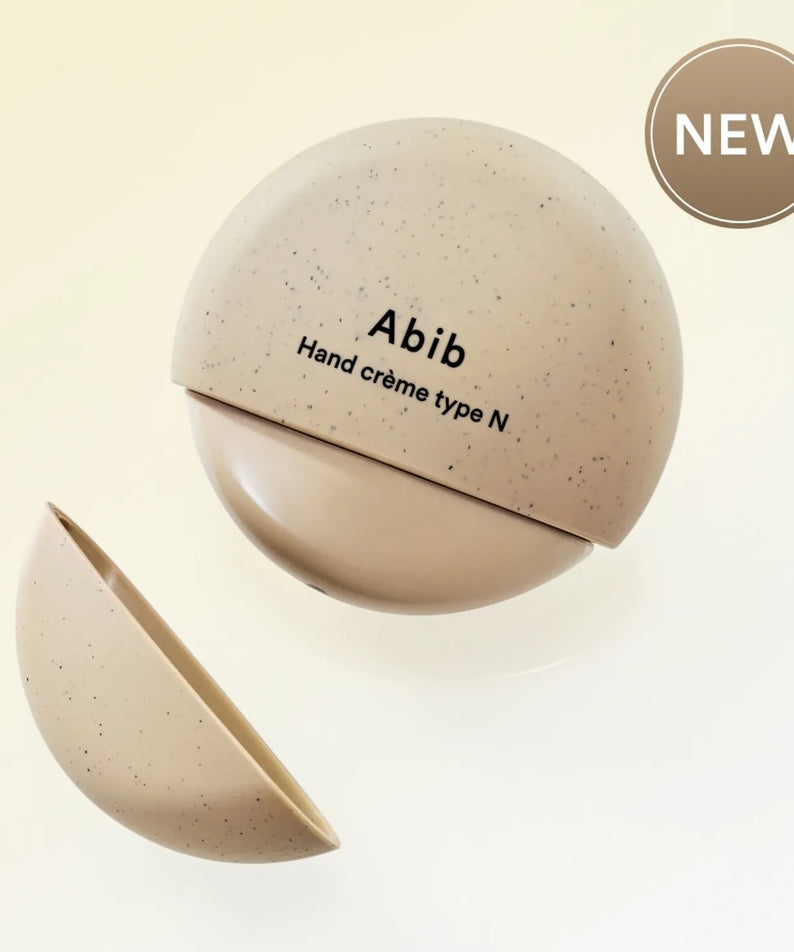 ABIB  Hand Cream Type N 50ml : crème pour les mains Abib, pack en forme de galet sur fond clair NEW