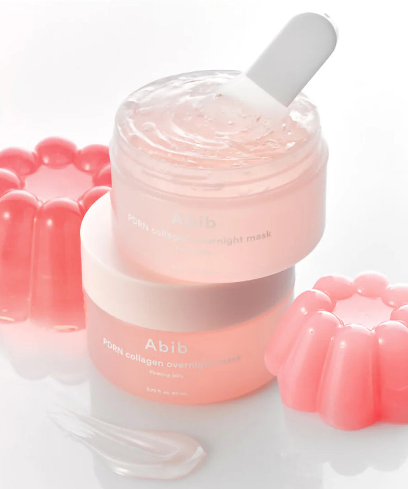 ABIB  PDRN Collagen Overnight Mask Firming Jelly 80ml, pot de masque nuit gélifié sur fond blanc, visuel produit marque ABIB.