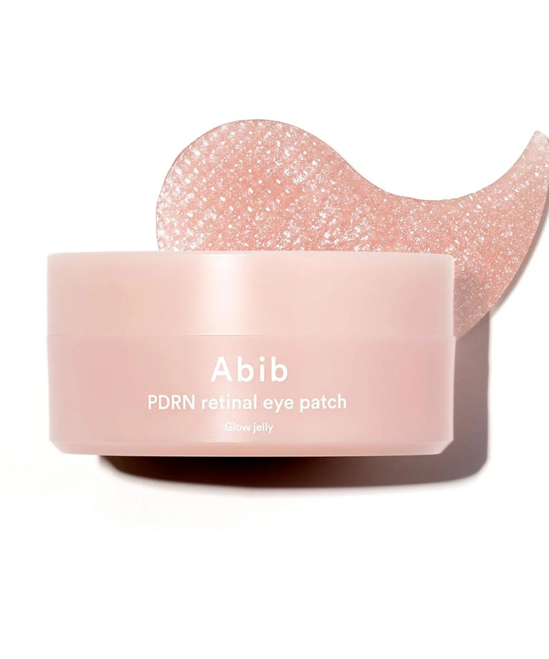 ABIB PDRN Retinol Eye Patch Glow Jelly 30 Pairs : patch œil en gel rose sur fond blanc, marque Abib