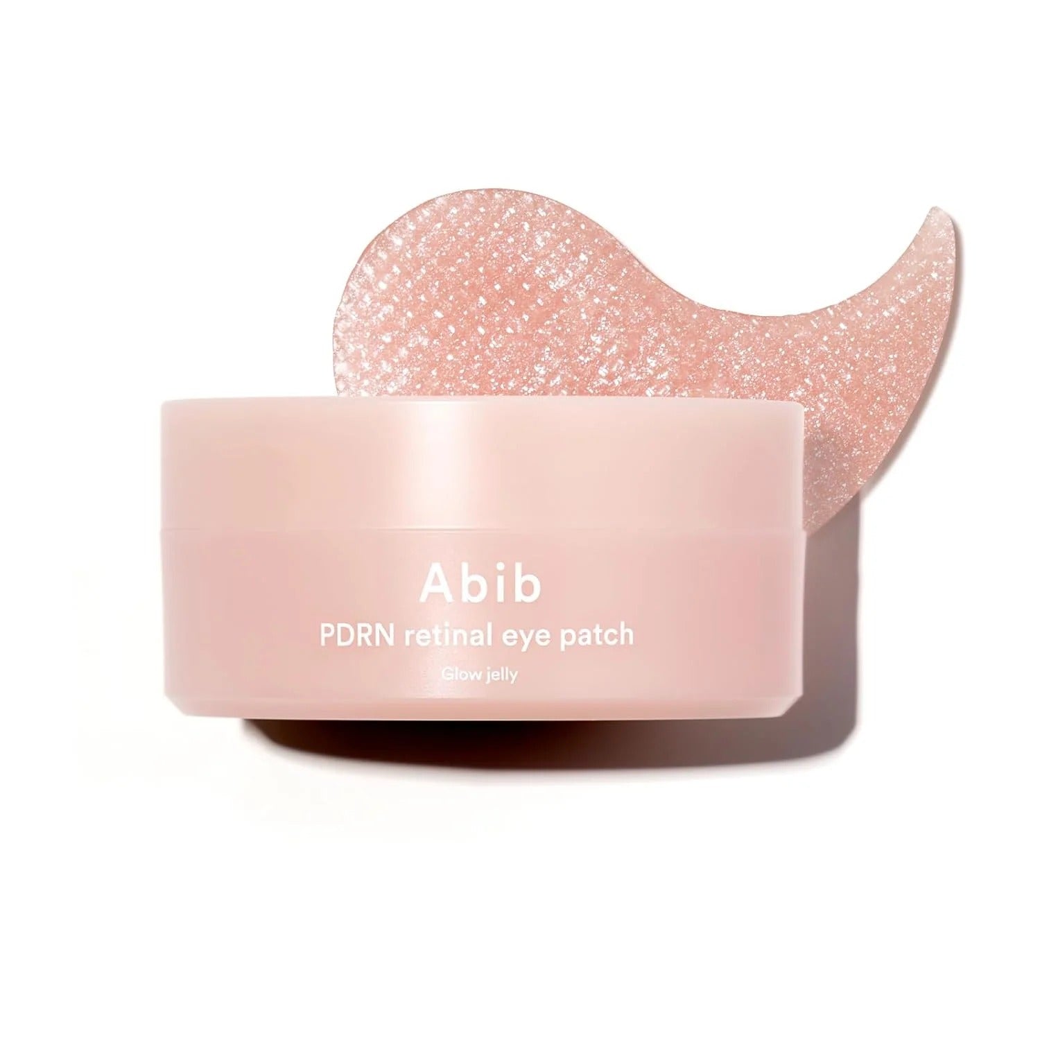 ABIB PDRN Retinol Eye Patch Glow Jelly 30 Pairs : patch œil en gel rose sur fond blanc, marque Abib
