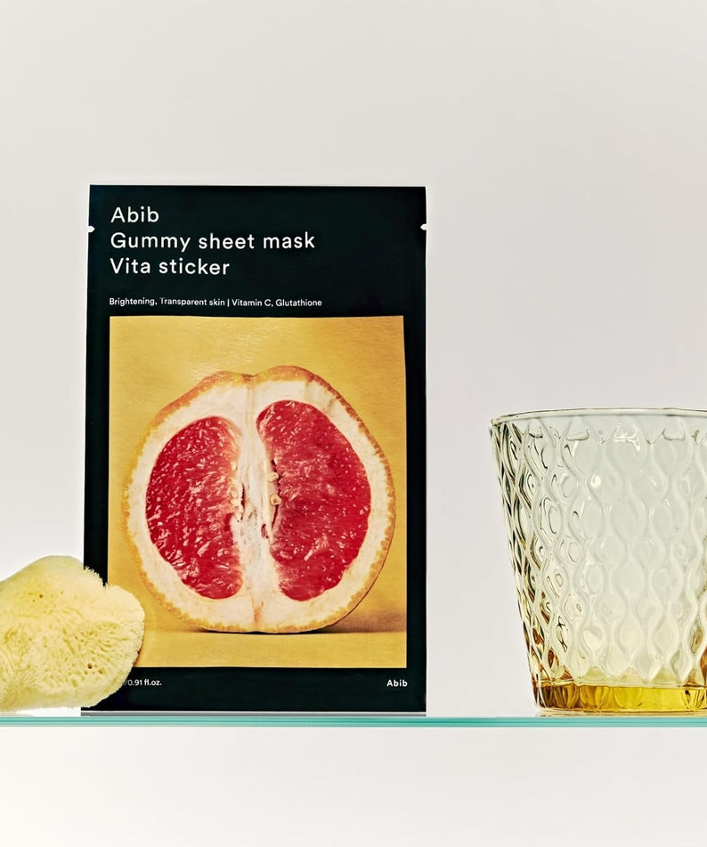 ABIB Gumy Sheet Mask Vita Sticker 10 sheets en français avec ingrédients naturels et design attractif.