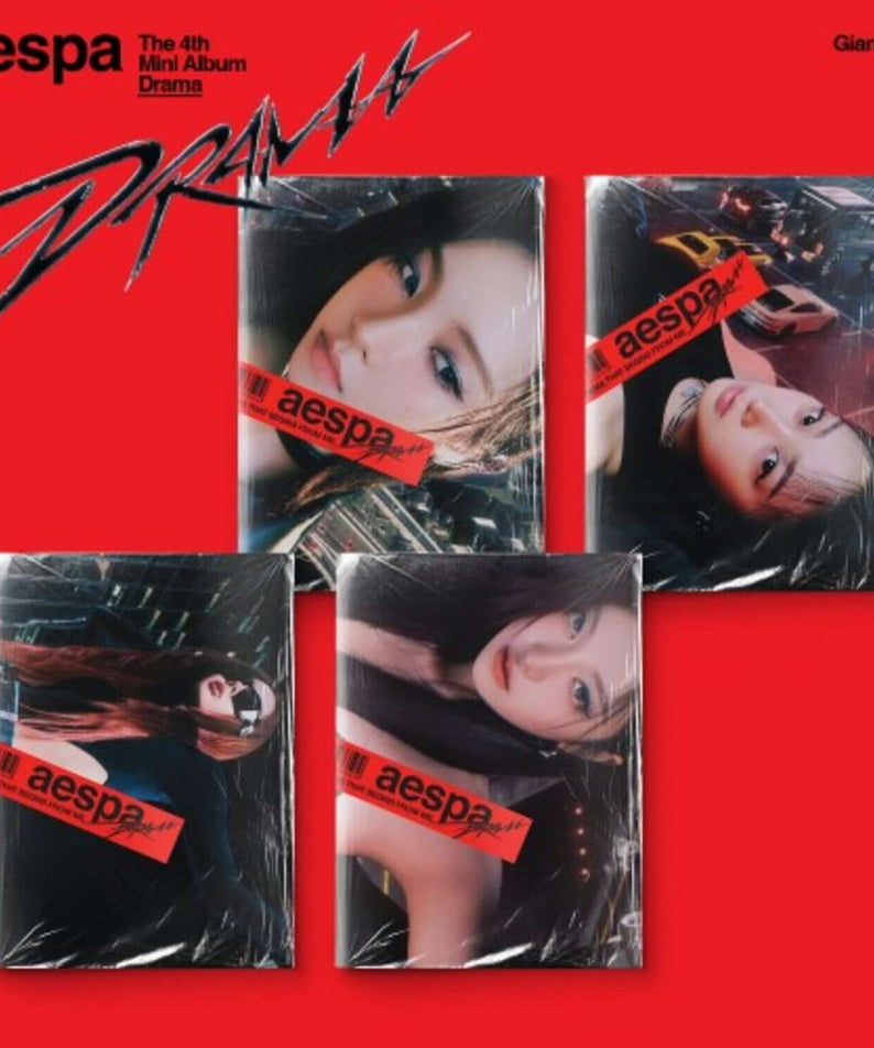 AESPA - 4th Album [Drama] (Giant ver.) (Random 1 of 4) - Album Kpop, visuel rouge avec 4 pochettes Giant ver.