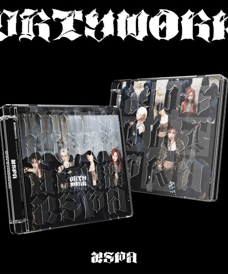 AESPA - [Dirty Work] (Dirty Code Ver.) - Album Kpop : jaquette et boîtier noirs, visuels Dirty Work, photo de groupe