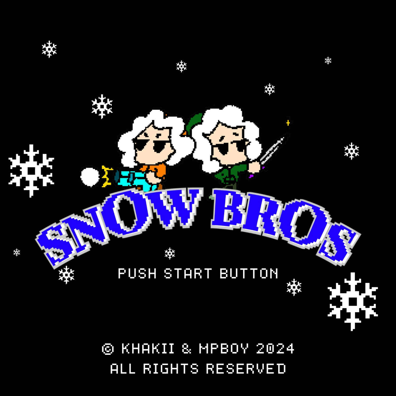 AHN BYUNGWOONG - [Snow Bros] - Album Kpop : visuel hiver rétro avec deux personnages et flocon, marque Snow Bros.