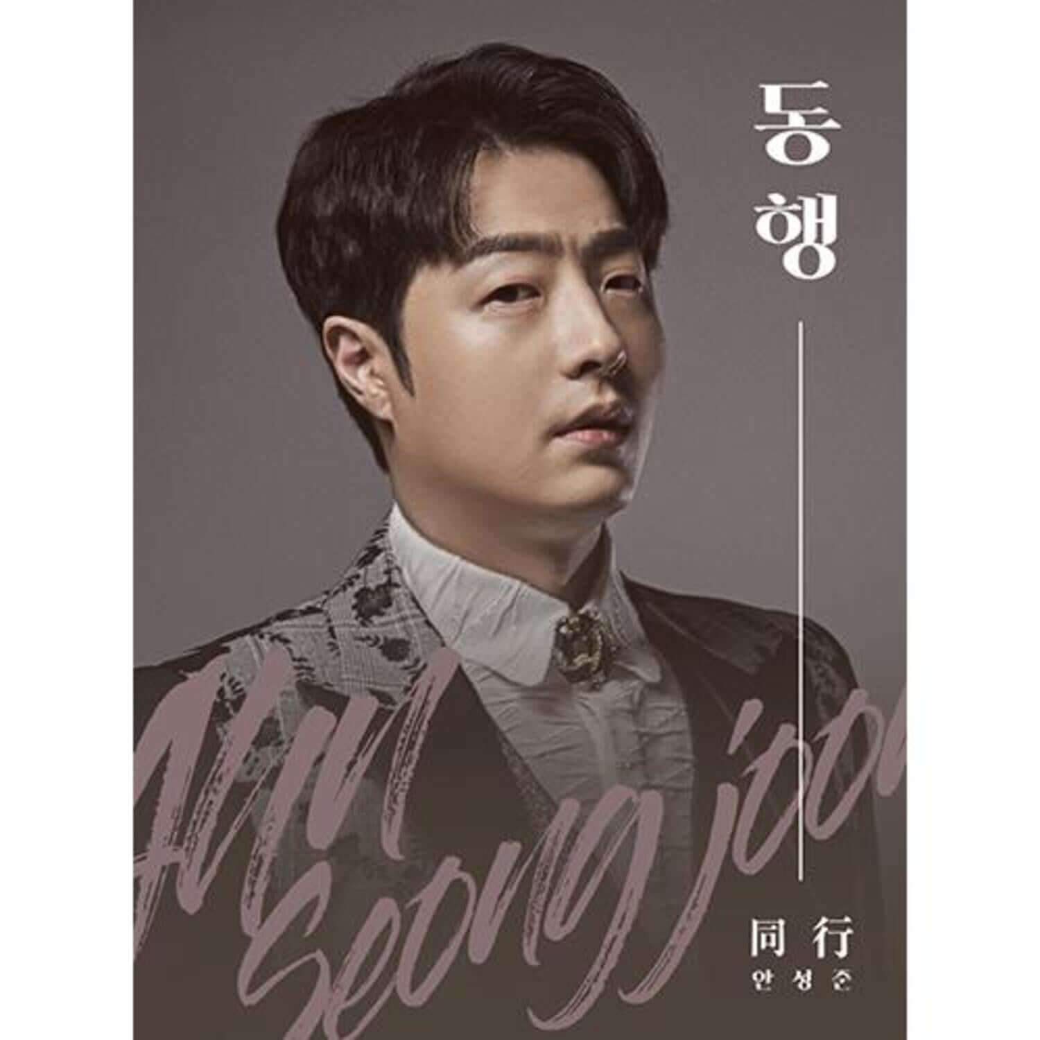 AHN SUNG-JOON - [同行] - Album Kpop : portrait de Sung Joon, pose élégante, cover grise et typographie coréenne.
