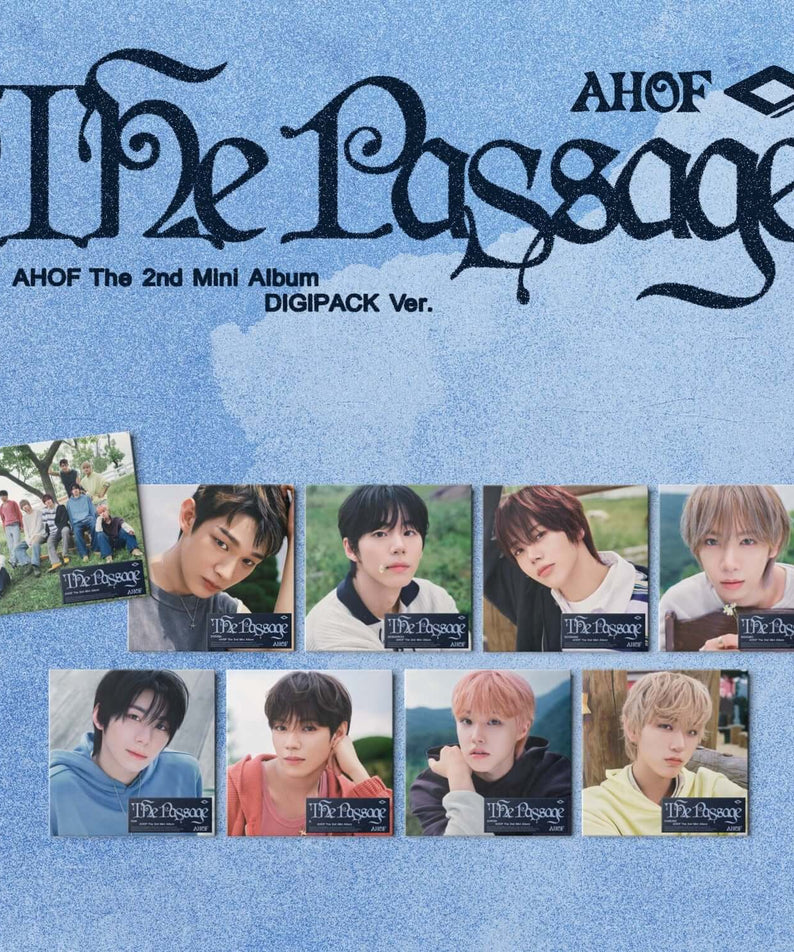 AHOF - The 2nd Mini Album [The Passage] (DIGIPACK Ver.) - Album Kpop, visuel bleu avec photos des membres AHOF
