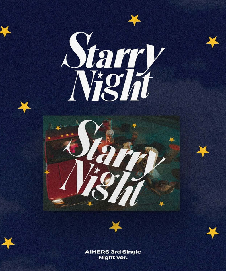 AIMERS - 3rd Single [Starry Night] (Night ver) - Album Kpop, couverture nuit étoilée sombre, design Starry Night