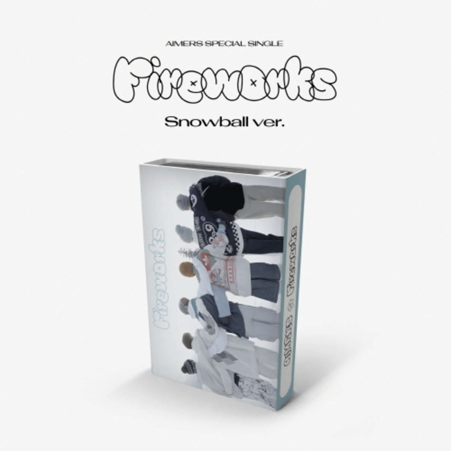 AIMERS - [Fireworks] (SNOWBALL Ver.) - Album Kpop : coffret spécial Snowball, pack cadeau, visuel AIMERS sur fond blanc.