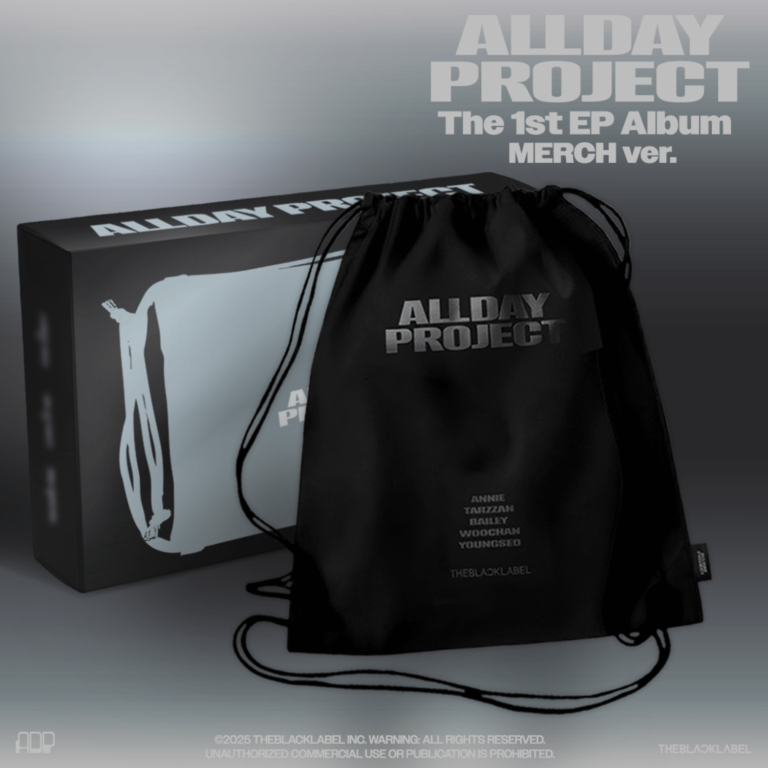 ALLDAY PROJECT - The 1st EP Album [ALLDAY PROJECT](MERCH ver.)(DRAWSTRING BAG ver.) - Album Kpop, sac à cordon noir