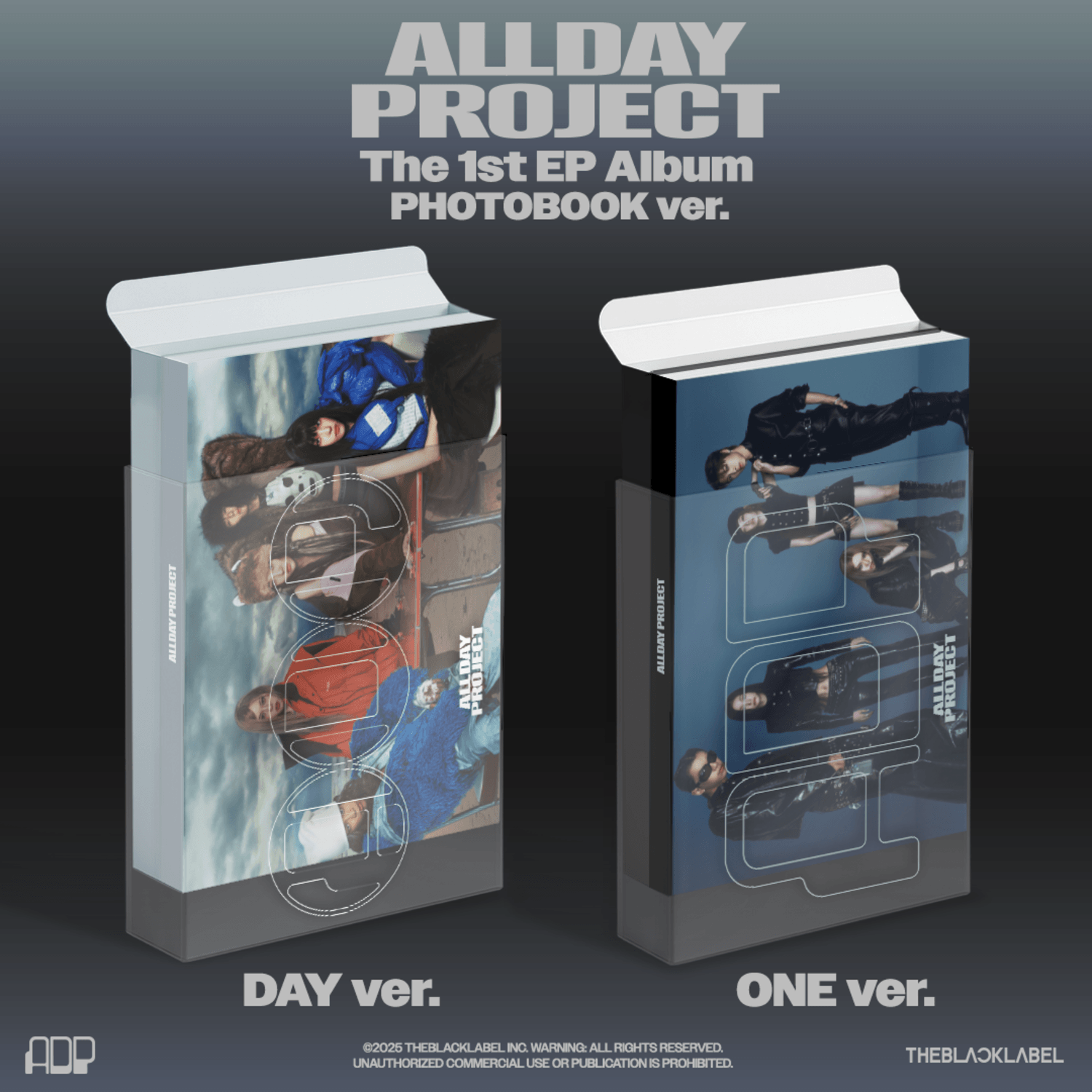 ALLDAY PROJECT - The 1st EP Album [ALLDAY PROJECT](PHOTOBOOK ver.)(Random 1 of 2) - Album Kpop, coffrets photo sur fond bleu