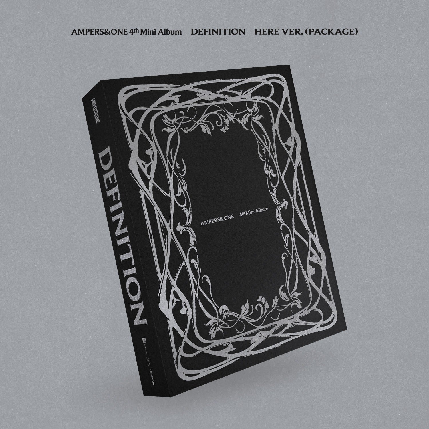 AMPERS&ONE - 4th Album [DEFINITION] HERE Ver.(CD) - Album Kpop, pochette noire et cadre ornemental sur fond gris