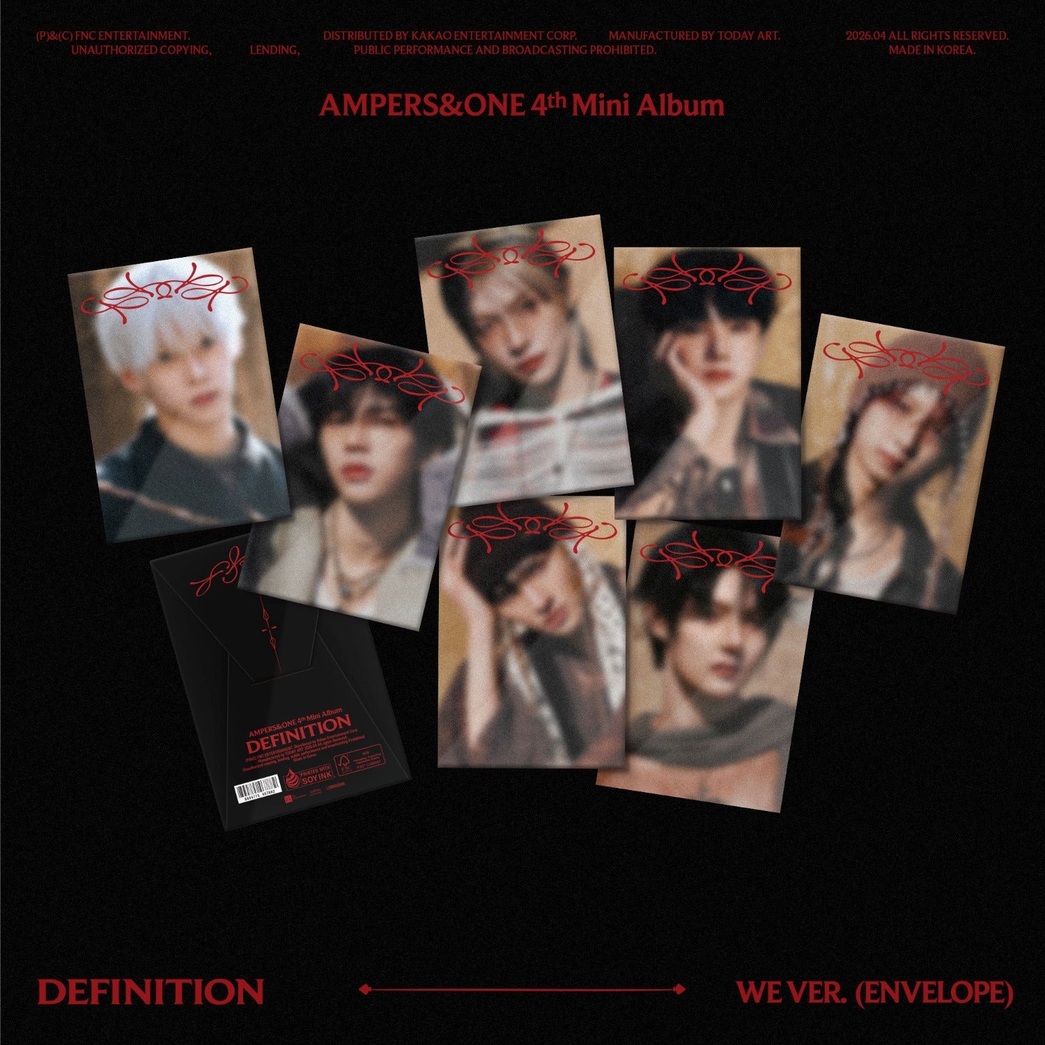 AMPERS&ONE - 4th Album [DEFINITION] WE Ver.(CD) (Random 1 of 7) - Album Kpop, pack CD avec photos sur fond noir.