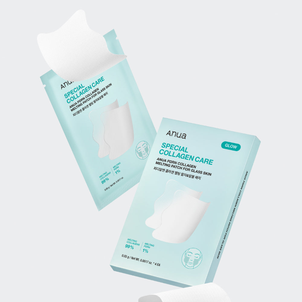 ANUA PDRN Collagen Melting Patch for Glass Skin 4ea, pack produit ANUA sur fond clair, concept peau glow