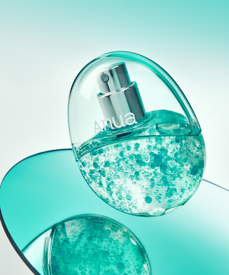ANUA PDRN Hyaluronic Acid Moisture Capsule Mist 30ml, brume hydratante Anua, flacon turquoise sur fond clair, visuel produit
