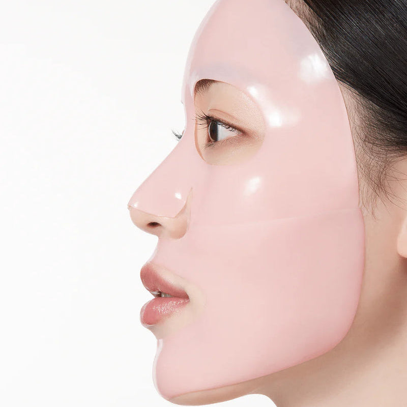 ANUA Peach 70 Niacin Brightening Collagen Mask 4pcs sur visage, marque ANUA, masque hydratant rosé, soin beauté